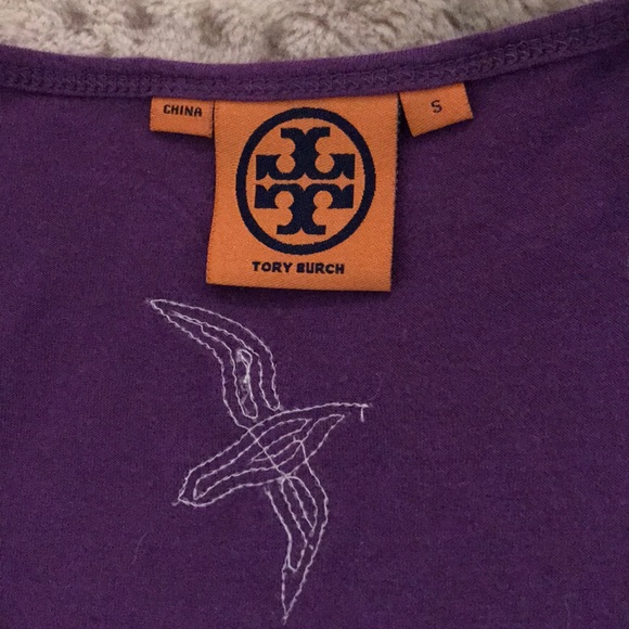 TORY BURCH SEQUINED BIRD VNECK SHIRT PURPLE 🦅 - Picture 3 of 8